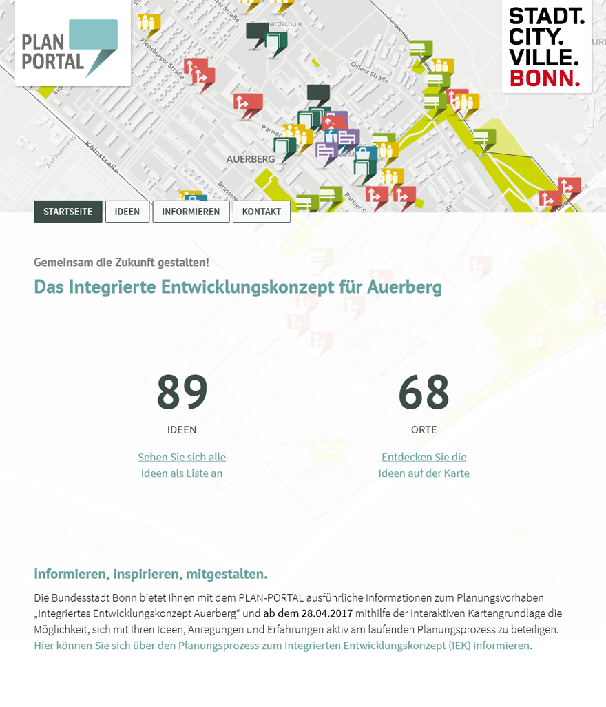 Screenshot der Projektseite "Integriertes Entwicklungskonzept Auerberg"